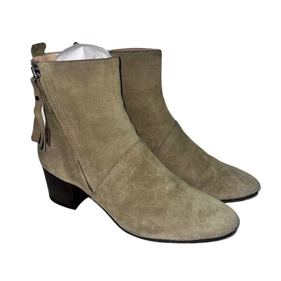 Suede Block Heel Ankle Booties – Size 7 | Soft Nude Tan Neutral Boots - Picture 4 of 17